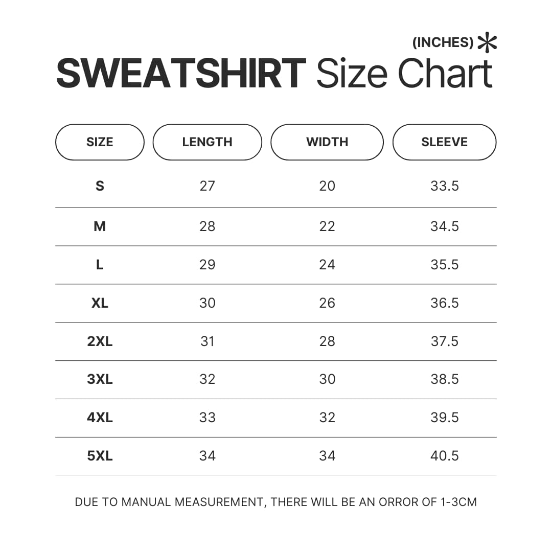 Sweatshirt Size Chart - Subnautica Merch