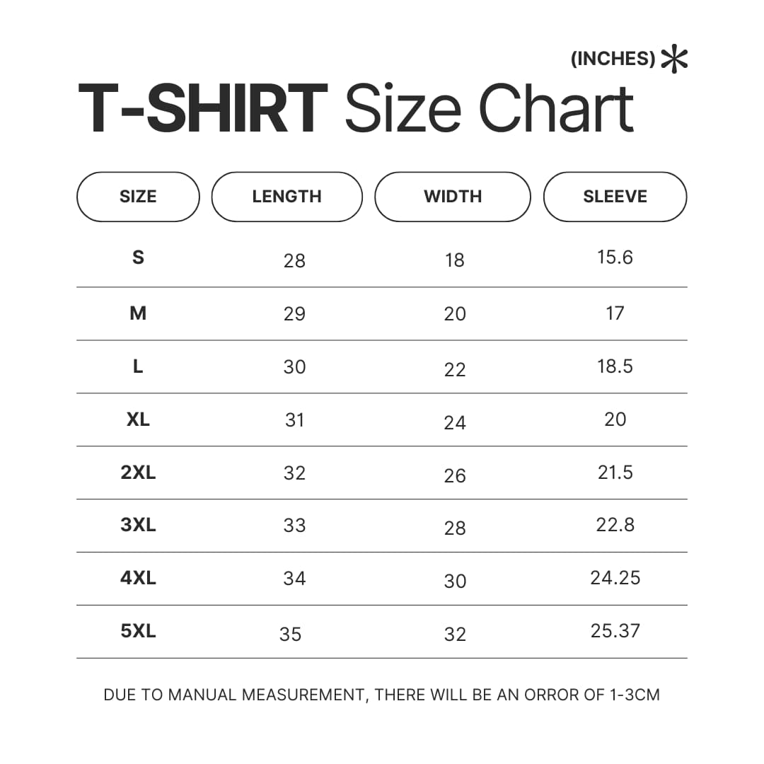 T shirt Size Chart - Subnautica Merch