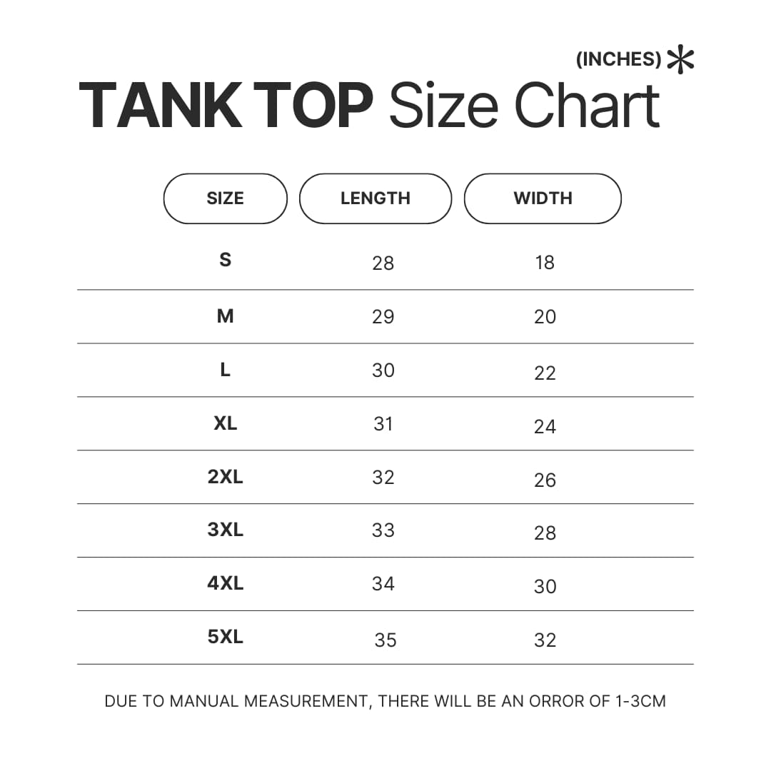 Tank Top Size Chart - Subnautica Merch