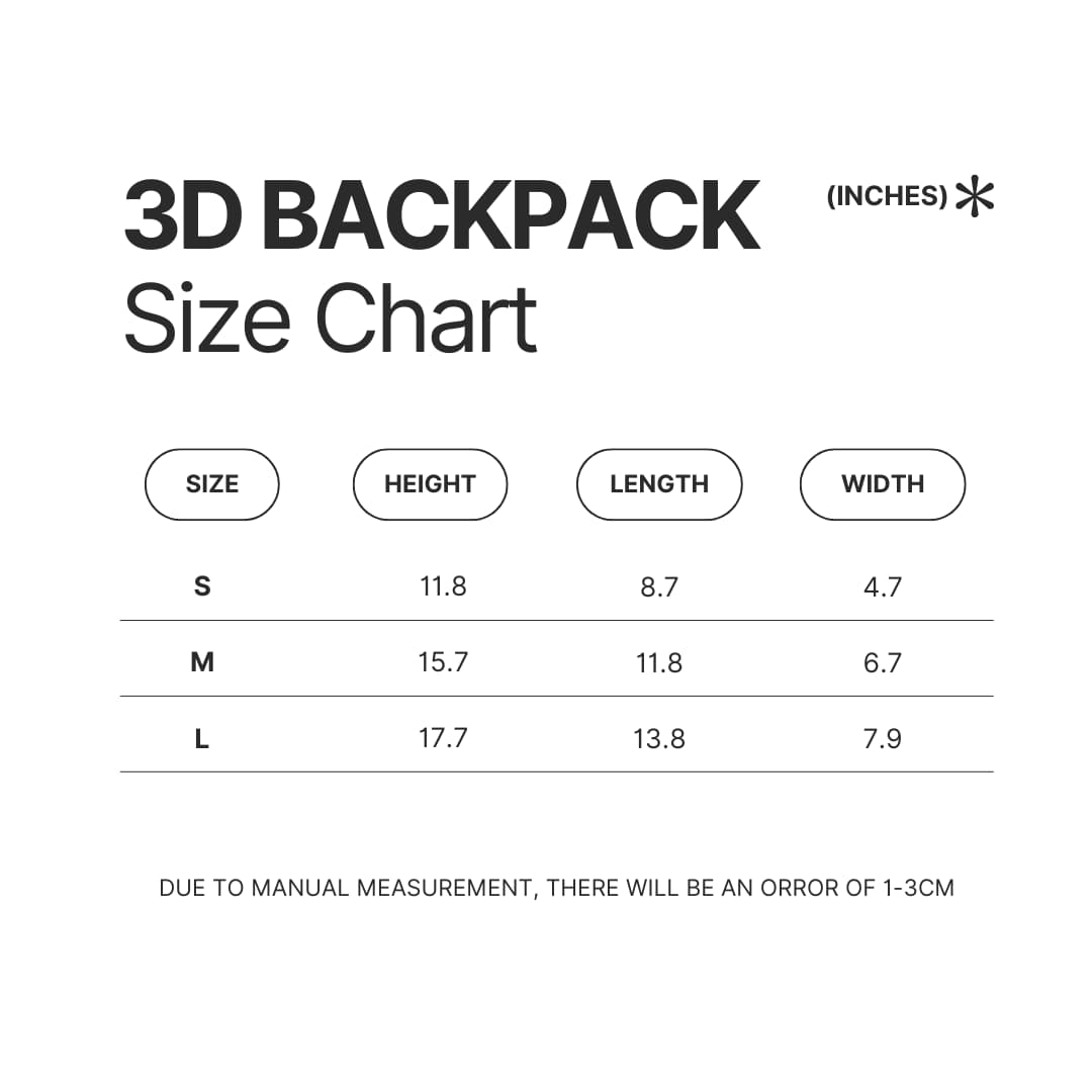 3D Backpack Size Chart - Subnautica Merch