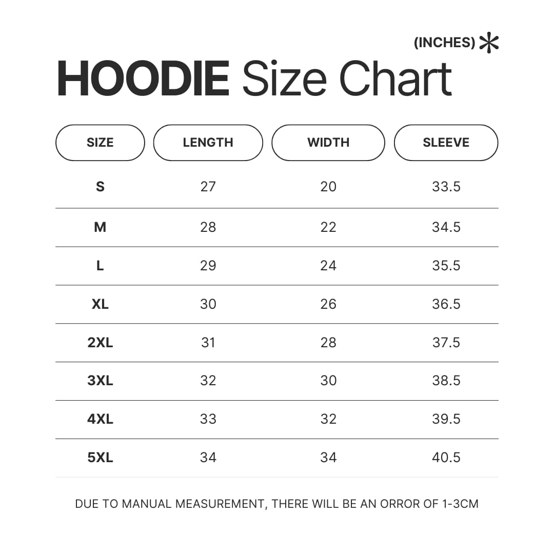 Hoodie Size Chart - Subnautica Merch